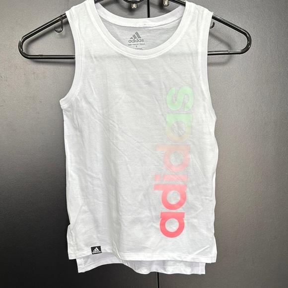 Adidas Pastel Logo,sleeveless,round neck,high/low hemline, slit side - Picture 1 of 7